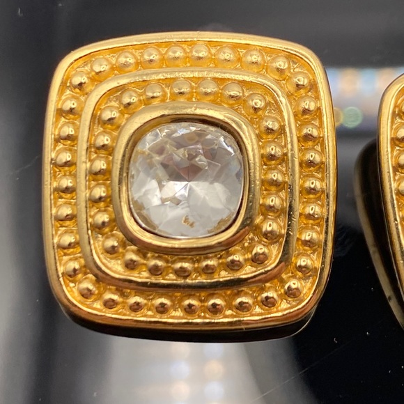 Vintage givenchy square crystal earring clip on - Picture 4 of 9